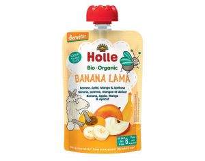 HOLLE Gourde Banana Lama - Banane Pomme Mangue Abricot - 100 g - Ds 6 mois