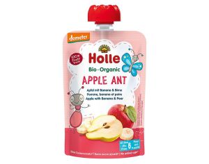 HOLLE Gourde Apple Ant - Pomme Banane Poire - 100 g - Ds 6 mois