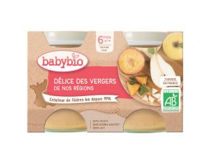 BABYBIO Mes Fruits - 2 x 130 g Dlices des Vergers - 4 mois