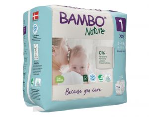 BAMBO NATURE Couches Écologiques Nature T1 / 2-4 kg / 28 couches