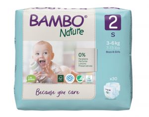 BAMBO NATURE Couches Écologiques Nature T2 / 3-6 kg / 30 couches