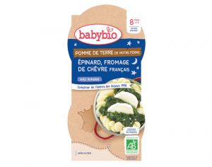 BABYBIO Bols Menu Mes Lgumes - 2x200g  Trio Pommes de Terre Epinard Chvre -8 mois