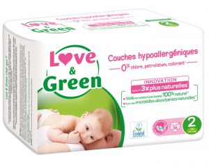 LOVE & GREEN Couches Écologiques 0% T2 / 3-6 Kg / 36 couches