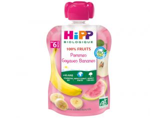 HIPP Gourde 100% Fruits - Ds 6 Mois - 90g Pomme Goyave Banane