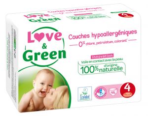 LOVE & GREEN Couches Écologiques 0% T4 / 7-14 Kg / 46 couches