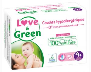 LOVE & GREEN Couches Écologiques 0% T4+ / 9-20 Kg / 42 couches