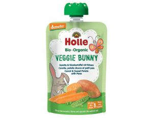 HOLLE Gourde Veggie Bunny - Carotte Patate Douce Petit Pois - 100 g - Ds 6 mois