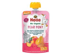 HOLLE Gourde Pear Pony Poire Pche Framboise et Epeautre - 100 g - Ds 8 mois