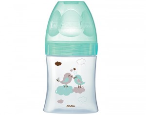 DODIE Biberon en Verre Initiation+ - Vert Oiseaux - 150 ml