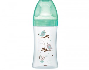 DODIE Biberon en Verre Initiation+ - Vert Oiseaux - 270 ml