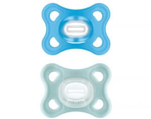 MAM Sucette Comfort en Silicone - 2/6 mois - Lot de 2 Bleu-Vert