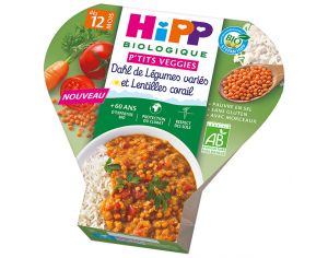 HiPP Assiettes P'tit Veggies - Ds 12 mois - 230 g Dahl de Lgumes varis et Lentilles corail - 230 g - Ds 12 mois