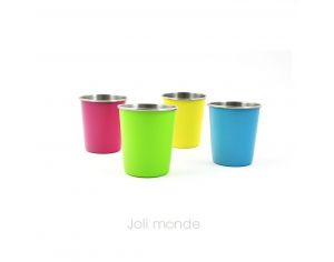 JOLI MONDE Ensemble de 4 P'tites Timbales Inox - 180ml fushia, bleu, jaune,vert