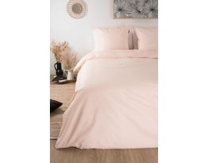 KADOLIS Housse de Couette Adulte en Coton Bio Coloris Uni - Rose Nude 240 x 260 cm