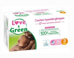 LOVE & GREEN Couches Écologiques 0% x3 T3 / 4-9 Kg / 3 x 52 couches