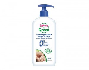 LOVE & GREEN Crème Hydratante Visage et Corps Hypoallergénique 0% - 500