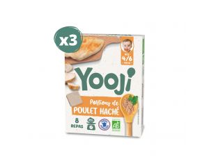 YOOJI Hach en Portions - Poulet Bio - Ds 6 Mois Lot de 3