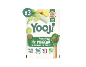 YOOJI Pures Lisses Bio - Lot de 3 - Ds 4 Mois Poireau