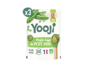 YOOJI Pures Lisses Bio - Lot de 3 - Ds 4 Mois Petit Pois