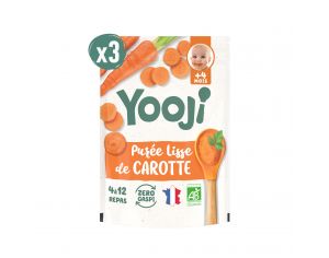 YOOJI Pures Lisses Bio - Lot de 3 - Ds 4 Mois Carotte