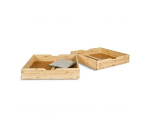 AKITEN RETAIL Lot de 2 Tiroirs pour Lit Superpos - Aaron - Bois Naturel