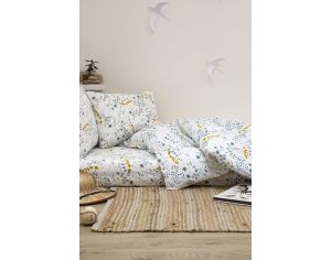 KADOLIS Housse de Couette pour Lit 1 Personne - en Coton Bio - Yukari 140 x 150 cm