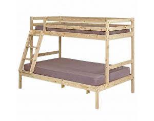 AKITEN RETAIL Pack Lit Superpos avec 2 Matelas - Julian - Bois Naturel