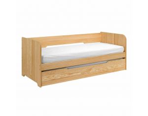 AKITEN RETAIL Pack Lit Gigogne avec 2 Matelas - Java - Bois Naturel  80x190 cm