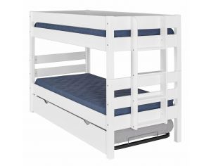 AKITEN RETAIL Pack Lit Superpos - avec Sommier Gigogne et Matelas - Aniba - Blanc 90x200 cm