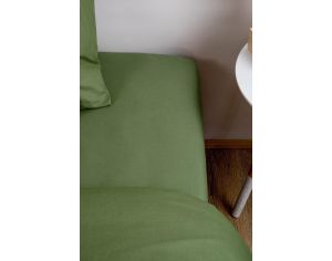 KADOLIS Drap Housse Coton Bio - Adulte - Kaki 140 x 200 cm