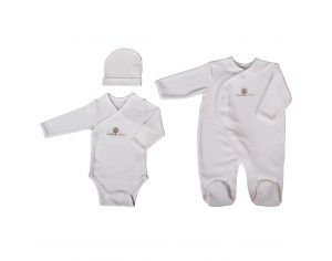 EVEIL ET NATURE Set Dorsbien Velours - Body/Bonnet - 3 mois Blanc