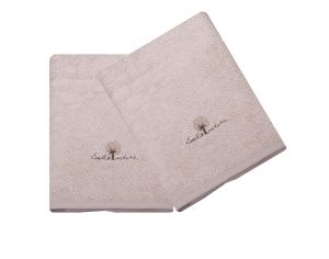 EVEIL ET NATURE Lot de 2 Serviettes ponges - 50x90 cm Beige