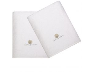 EVEIL ET NATURE Lot de 2 Serviettes ponges - 50x90 cm Blanc