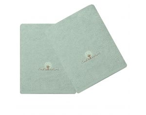 EVEIL ET NATURE Lot de 2 Serviettes ponges - 50x90 cm Aqua