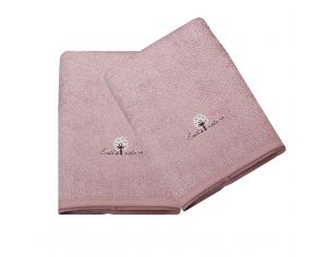 EVEIL ET NATURE Lot de 2 Serviettes ponges - 50x90 cm Bois de rose