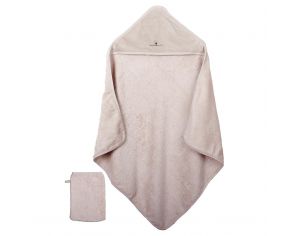 EVEIL ET NATURE Cape de Bain et Gant Coton Bio - 75x75 cm Beige