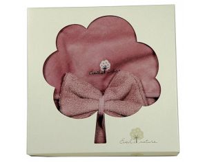 EVEIL ET NATURE Cape de Bain et Gant Coton Bio - 75x75 cm Bois de rose