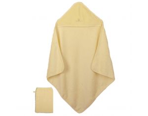 EVEIL ET NATURE Cape de Bain et Gant Coton Bio - 75x75 cm Jaune