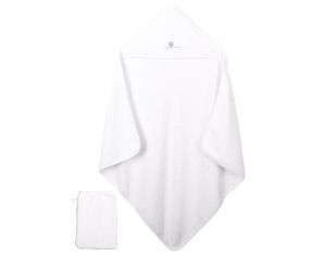 EVEIL ET NATURE Cape de Bain et Gant Coton Bio - 75x75 cm Blanc