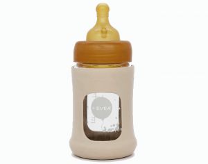 HEVEA Biberon en Verre Zro Plastique avec Housse de Protection - 150 ml Sable