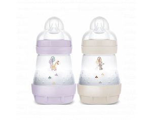 MAM Lot de 2 Biberons - Lilas et Sable - Ttine Dbit 1 - 160 Ml - Ds la naissance