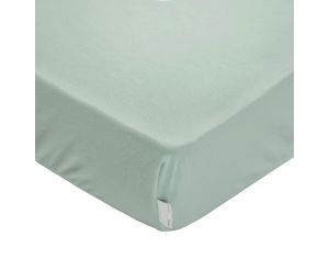 SEVIRA KIDS Drap Housse en Coton Jersey - Uni - Vert de Gris 70x140