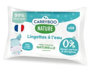 CARRYBOO Lingettes  l'Eau Pure  l'Extrait de Calendula Bio 1X58