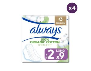 ALWAYS 4 x 9 Serviettes Hyginiques Cotton Protection - Long