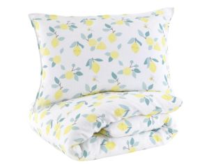 LITTLE CREVETTE Parure de Lit Bb - Taie et Housse de Couette  - Gaze de Coton - 100x140 cm Limonade