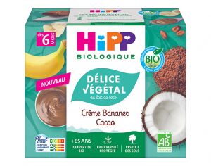 HIPP Dlice Vgtal Brass au Lait de Coco - Ds 6 mois - 4 x 100 g Bananes Cacao