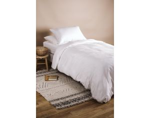 KADOLIS Housse de couette pur Coton Bio pour lit 1 personne Blanc 140 x 150 cm