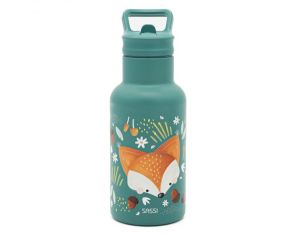 SASSI JUNIOR Gourde pour Enfant en Inox Isotherme - Animaux - 350ml  Vert Paon