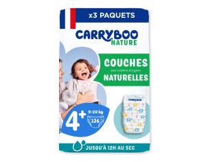 CARRYBOO Lot de Couches Nature Pack Economique T1  6 T4+ / 9-20 kg / 126 couches