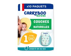 CARRYBOO Lot de Couches Nature Pack Economique T1  6 T1/ 2-5 kg / 240 couches